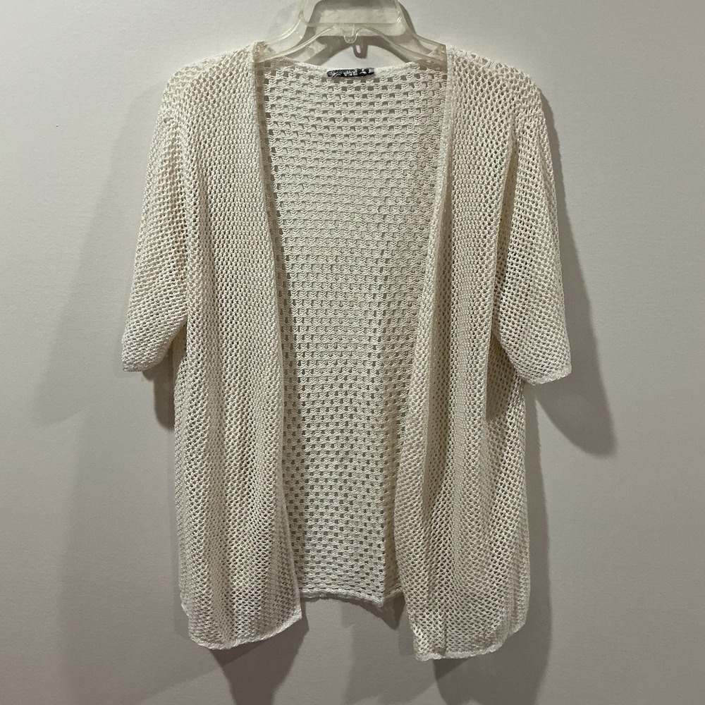 212 Two One Two Womens Sweater Size Large Cardigan Open Knit USA Boho Festival